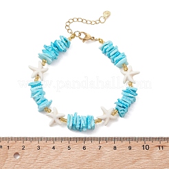 Bracelets en perles de turquoise synthétique et de coquillages naturels pour femmes&nbsp;BJEW-JB13585