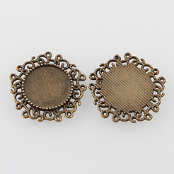Lega rotonda e piatta impostazioni ciondolo cabochon involucro a filigrana d'epoca&nbsp;PALLOY-N0088-68AB-NF