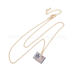 Collane da donna con ciondolo a forma di libro in ottone smaltato&nbsp;KK-CBAF5B9-01G-07
