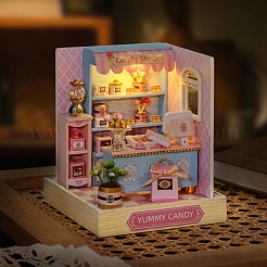 Kit de puzzle de maison 3d en bois bricolage mini&nbsp;MIMO-PW0003-055B