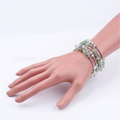 Fünf Schleifen grüne Aventurin Perlen Armbänder wickeln&nbsp;BJEW-JB02589-03