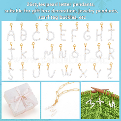26 pieza de dijes para zapatos de acrílico con imitación de perla con letras A ~ Z&nbsp;HJEW-PH01978