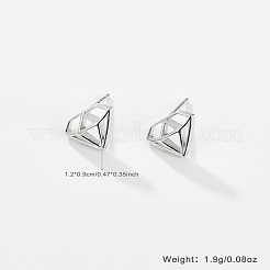 Anlaufgeschützte Ohrstecker aus rhodiniertem Sterlingsilber in Diamantform für Damen&nbsp;CC0572-1