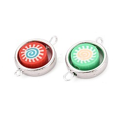 Polymerclay-Perlen mit CCB-Kunststoffrahmen-Verbinderanhängern&nbsp;CLAY-T022-35M-03