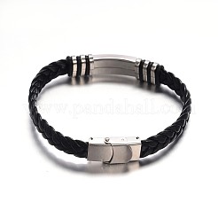 Bracelets de cordon en cuir PU de bioux couleur noir&nbsp;BJEW-G467-14