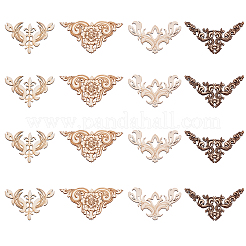 20 pièces 4 styles de motifs de fleurs évider des pièces de bois non finies&nbsp;DIY-CJ0002-08