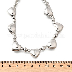 Halsketten mit runden Perlen in Herzform aus Messing für Damen&nbsp;NJEW-D314-09G