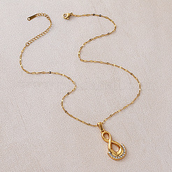 Collares con colgante de infinito de acero inoxidable 304 vintage con cristales y rhinestone para mujer.&nbsp;UB6493