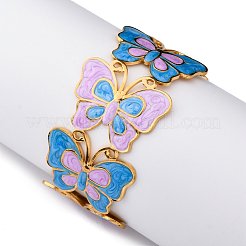 Braccialetti con polsino smaltato in acciaio inossidabile 304 per donna&nbsp;BJEW-P347-01G-B