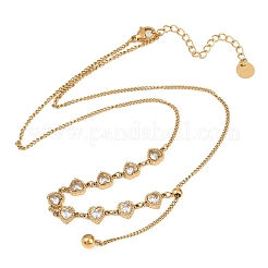 Lariat-Halskette aus Edelstahl 304 mit herzförmigem Anhänger&nbsp;NJEW-K300-01G