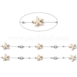 Stelle marine sintetiche turchesi fatte a mano e catene con perline a forma di stella in acciaio inossidabile 304&nbsp;CHS-E008-01P