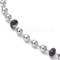 304 Edelstahl Emaille Kugelketten Armbänder für Damen&nbsp;BJEW-JB09866