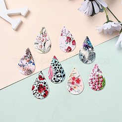 Gros pendentifs en bois imprimés&nbsp;WOOD-S051-06-M