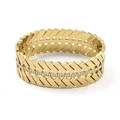 304 Edelstahl Pavé Kristall Strass ausgehöhlte Scharnier Armreifen für Frauen&nbsp;BJEW-D044-01B-G
