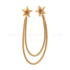 304 Edelstahl Pavé Zirkonia Stern Hängekette Brosche&nbsp;JEWB-S021-02G-01
