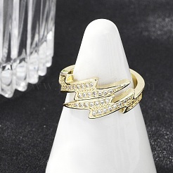 Anelli per polsini da donna in ottone con micro pavé di zirconi trasparenti&nbsp;RJEW-S400-02G