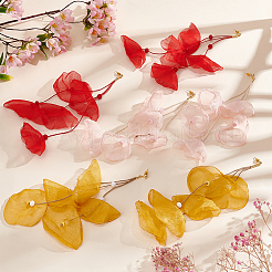 3 Paar Ohrstecker mit baumelnden Stoffblumen in 3 Farben&nbsp;EJEW-AN0002-04