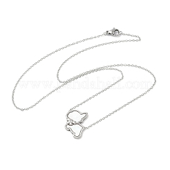 Colliers avec pendentif en forme de chat mignon en acier inoxydable 304 pavé de coquillages blancs naturels pour femmes&nbsp;NJEW-M101-01P