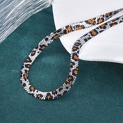 Flache Schlangenkettenhalsketten aus 304 Edelstahl mit Leopardenmuster für Damen&nbsp;NJEW-A044-02B-P