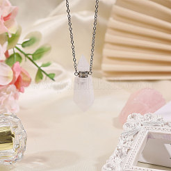 1 collana con ciondolo a forma di bottiglia di profumo in cristallo di quarzo naturale sfaccettato e appuntito&nbsp;NJEW-FH0001-38P-06