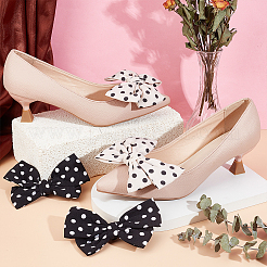 4 Stück 2 Farben Polka Dot Muster Polyester Bowknot Schuhdekorationen&nbsp;AJEW-HY0001-39