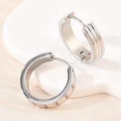 Boucles d'oreilles créoles texturées en acier inoxydable 304&nbsp;EJEW-L307-09P-01