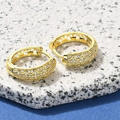 Orecchini a cerchio in ottone chiaro con zirconi cubici&nbsp;EJEW-M047-24G