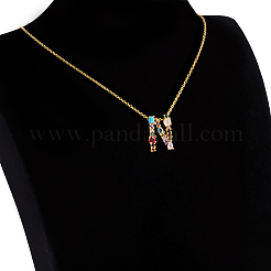 Colliers avec pendentifs initiaux en laiton doré&nbsp;NJEW-S069-JN002-N