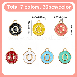 7 sac de 7 couleurs de breloques en émail avec lettres initiales de l'alphabet A à Z&nbsp;ENAM-SC0007-24