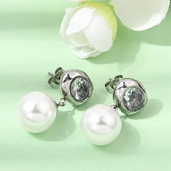 Pendientes de acero inoxidable 304 con circonitas cúbicas transparentes pavé&nbsp;SA-CBADCF0-01P