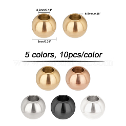 50 pz 5 colori placcatura ionica (IP) 202 perline in acciaio inossidabile&nbsp;STAS-DC0004-63