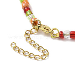 Collier pendentif fruit en émail acrylique avec chaînes de graines de verre pour femme&nbsp;NJEW-JN04293