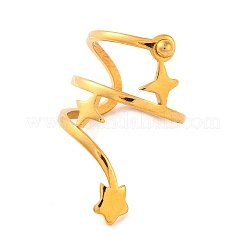 Ionenbeschichtung (IP) 304 Edelstahl Stern Fingerringe für Frauen&nbsp;RJEW-S414-24B-G