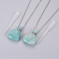 Collares pendientes de la botella de perfume abrible natural de amazonita&nbsp;G-K295-A04-P