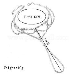 Cavigliere con anello per le dita dei piedi in lega con perline rotonde e catena a strati per le donne&nbsp;FS-WG0AEF4-02