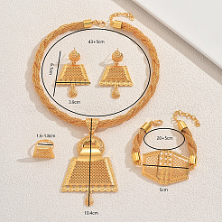 Legierung hohl trapezförmigen Armbänder & Ohrringe & Halsketten & Ringe Sets für Frauen&nbsp;XQ7067