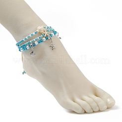 Set di cavigliere in turchese sintetico e howlite naturale a tema oceano&nbsp;AJEW-AN00505