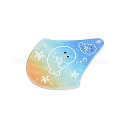 Pendentifs en acrylique en forme d'éventail de la série d'organismes marins&nbsp;OACR-Q101-03B