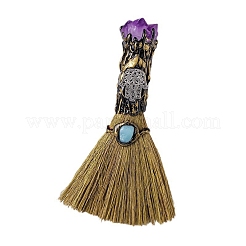 Adorno decorativo de escoba de amatista para Halloween&nbsp;PW-WGB6248-01