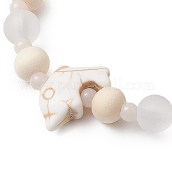 Bracelets extensibles en turquoise synthétique et perles de bois et de verre pour garçons et filles&nbsp;BJEW-JB11127-03