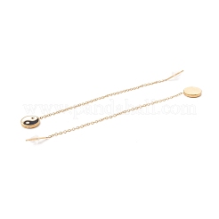 Lunga catena con orecchini pendenti yin yang smaltati&nbsp;EJEW-A067-04G
