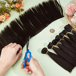 Kunststoff lange gerade Frisur Puppe Perücke Haare&nbsp;DIY-WH0656-99D