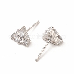 Ohrstecker aus Messing mit Mikropavé-Zirkonia für Damen&nbsp;EJEW-H091-12P