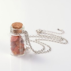 Vetro design carino bottiglia che desiderano collane ciondolo&nbsp;NJEW-JN01090
