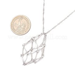 Collane con catena di Singapore con ciondolo a sacchetto vuoto in macramè in acciaio inossidabile 304&nbsp;NJEW-JN05285-02