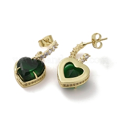 Aretes colgantes con forma de corazón y circonitas cúbicas&nbsp;EJEW-H308-09G-05