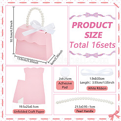 Caja de regalo de papel trapezoidal con asas de plástico de imitación de perlas.&nbsp;CON-WH0092-65B