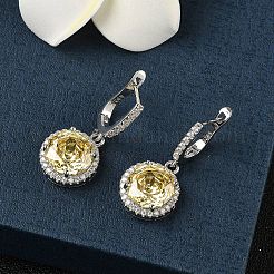 Pendientes de aro de circonio cúbico y micro arcilla de plata esterlina 925&nbsp;EJEW-B147-01A-04