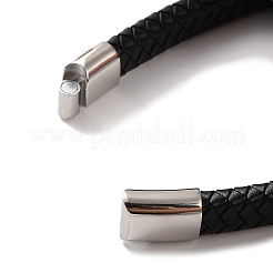 Pulseras de cordón de cuero sintético negro trenzado para hombre&nbsp;BJEW-K243-07AS