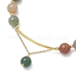3 bracciale con perline rotonde in agata indiana naturale&nbsp;BJEW-JB11925